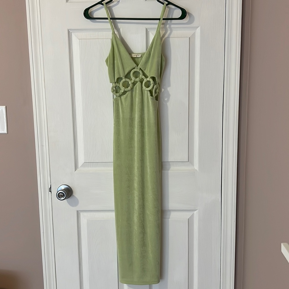 *WORN ONCE* Lightweight seafoam green dress with beautiful openings on stomach